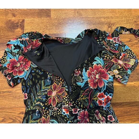 Maia Women’s Floral Print Tie Neck Midi Dress Sz 14 Elegant Chic Sophistication - Picture 4 of 8